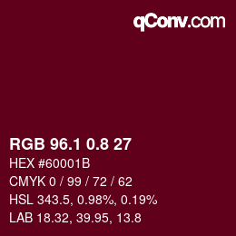 カラーコード: RGB 96.1 0.8 27 | qconv.com