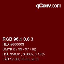 カラーコード: RGB 96.1 0.8 3 | qconv.com