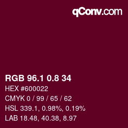 カラーコード: RGB 96.1 0.8 34 | qconv.com