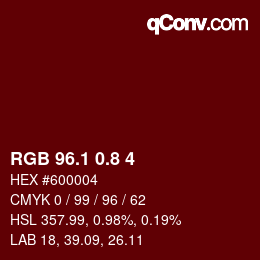 カラーコード: RGB 96.1 0.8 4 | qconv.com