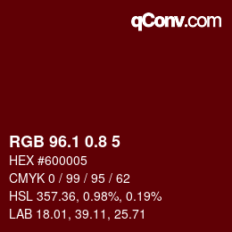 Color code: RGB 96.1 0.8 5 | qconv.com