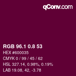 カラーコード: RGB 96.1 0.8 53 | qconv.com