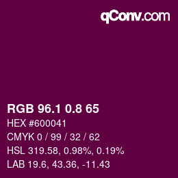 カラーコード: RGB 96.1 0.8 65 | qconv.com