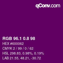 カラーコード: RGB 96.1 0.8 98 | qconv.com