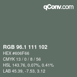 Color code: RGB 96.1 111 102 | qconv.com