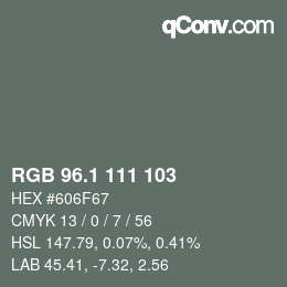 Color code: RGB 96.1 111 103 | qconv.com