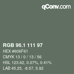 Color code: RGB 96.1 111 97 | qconv.com