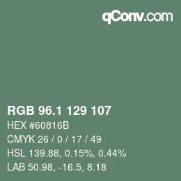 Color code: RGB 96.1 129 107 | qconv.com