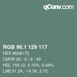 Color code: RGB 96.1 129 117 | qconv.com