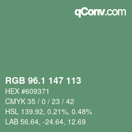 カラーコード: RGB 96.1 147 113 | qconv.com