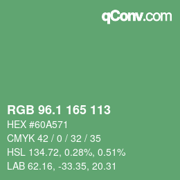 カラーコード: RGB 96.1 165 113 | qconv.com