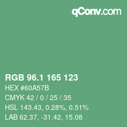 カラーコード: RGB 96.1 165 123 | qconv.com