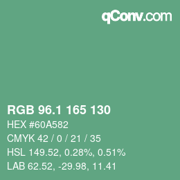 Color code: RGB 96.1 165 130 | qconv.com