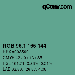 カラーコード: RGB 96.1 165 144 | qconv.com