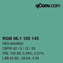 Color code: RGB 96.1 165 145 | qconv.com
