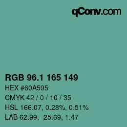 カラーコード: RGB 96.1 165 149 | qconv.com