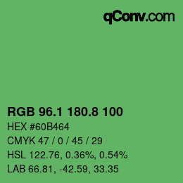 カラーコード: RGB 96.1 180.8 100 | qconv.com