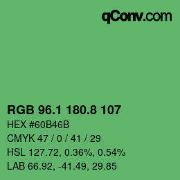 カラーコード: RGB 96.1 180.8 107 | qconv.com