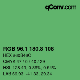 カラーコード: RGB 96.1 180.8 108 | qconv.com