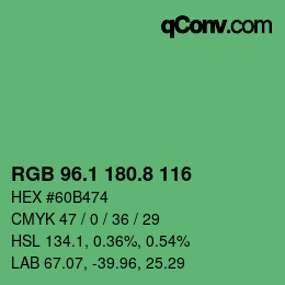 カラーコード: RGB 96.1 180.8 116 | qconv.com