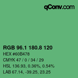 カラーコード: RGB 96.1 180.8 120 | qconv.com