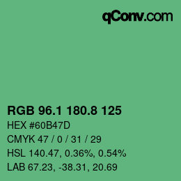 カラーコード: RGB 96.1 180.8 125 | qconv.com