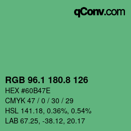 カラーコード: RGB 96.1 180.8 126 | qconv.com