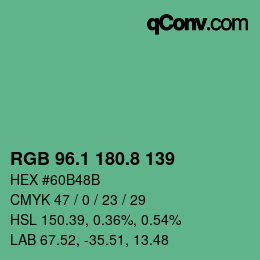 Color code: RGB 96.1 180.8 139 | qconv.com
