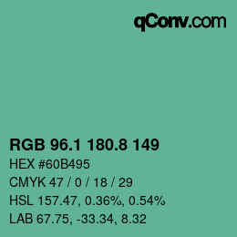 Color code: RGB 96.1 180.8 149 | qconv.com