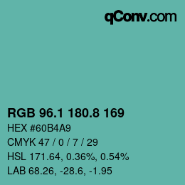 Color code: RGB 96.1 180.8 169 | qconv.com