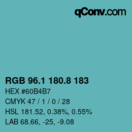 Farbcode: RGB 96.1 180.8 183 | qconv.com