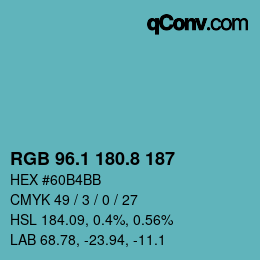 Color code: RGB 96.1 180.8 187 | qconv.com
