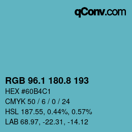Color code: RGB 96.1 180.8 193 | qconv.com