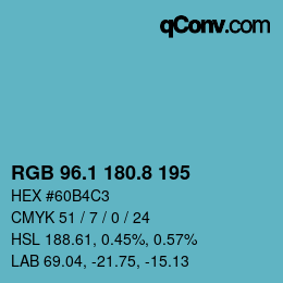 カラーコード: RGB 96.1 180.8 195 | qconv.com
