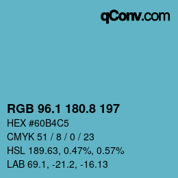 Farbcode: RGB 96.1 180.8 197 | qconv.com