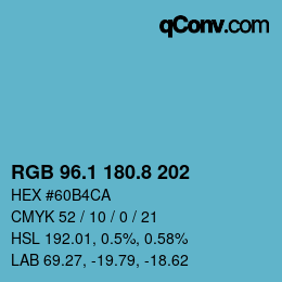 Color code: RGB 96.1 180.8 202 | qconv.com