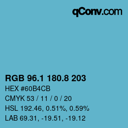Color code: RGB 96.1 180.8 203 | qconv.com