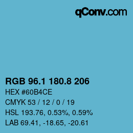 Color code: RGB 96.1 180.8 206 | qconv.com