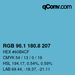 Color code: RGB 96.1 180.8 207 | qconv.com