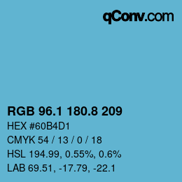 カラーコード: RGB 96.1 180.8 209 | qconv.com