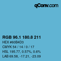 Color code: RGB 96.1 180.8 211 | qconv.com