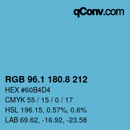 Color code: RGB 96.1 180.8 212 | qconv.com