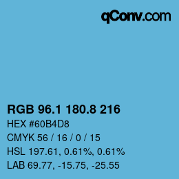 Color code: RGB 96.1 180.8 216 | qconv.com