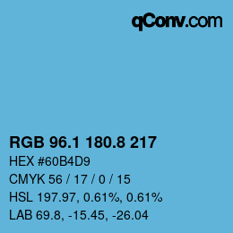 カラーコード: RGB 96.1 180.8 217 | qconv.com