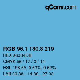カラーコード: RGB 96.1 180.8 219 | qconv.com