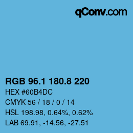 Color code: RGB 96.1 180.8 220 | qconv.com