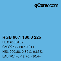 Color code: RGB 96.1 180.8 226 | qconv.com