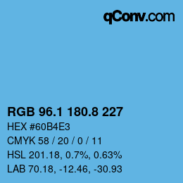 カラーコード: RGB 96.1 180.8 227 | qconv.com