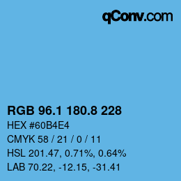 カラーコード: RGB 96.1 180.8 228 | qconv.com