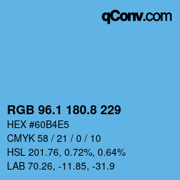 カラーコード: RGB 96.1 180.8 229 | qconv.com